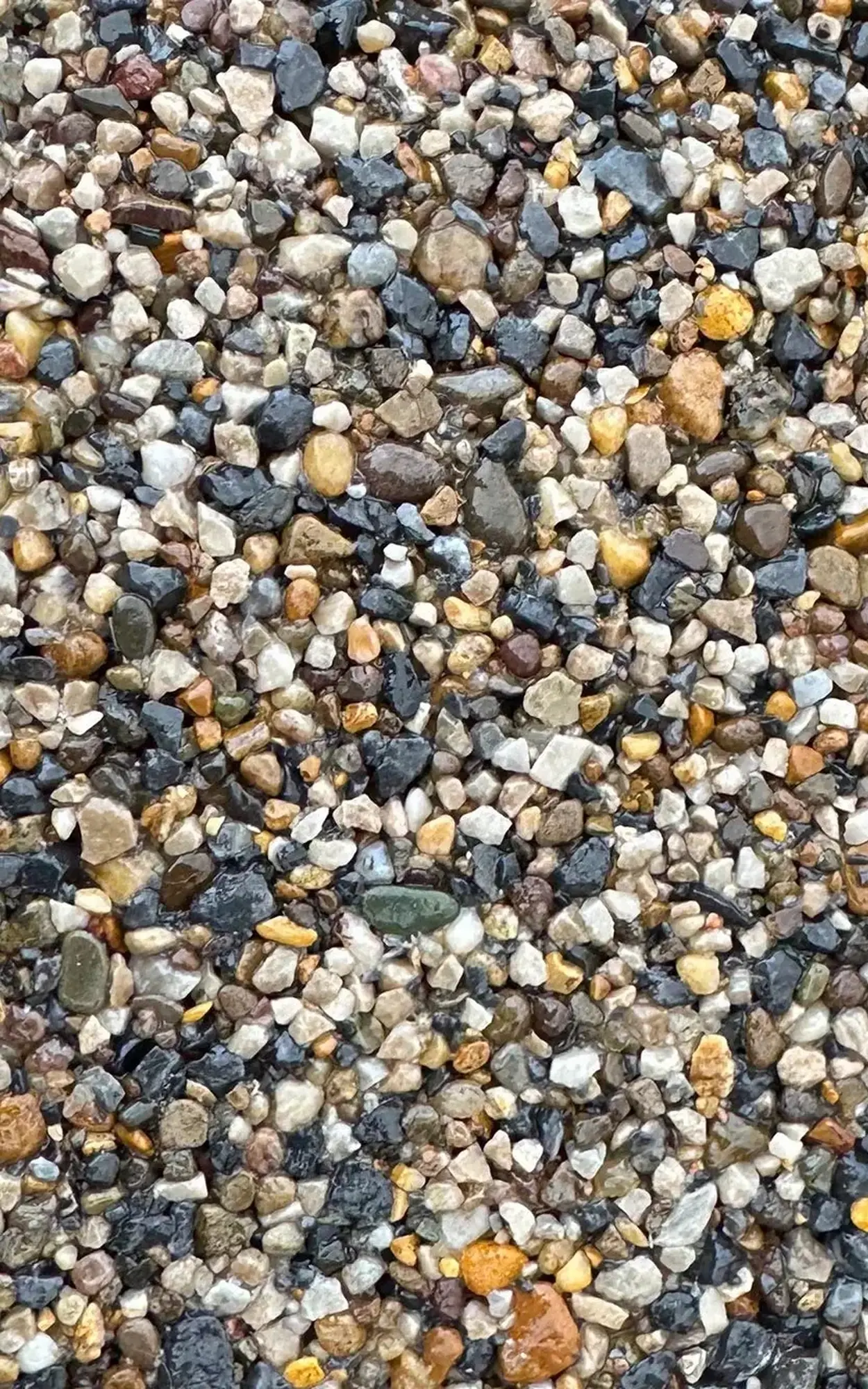 Close-up of multicolored gravel and small pebbles