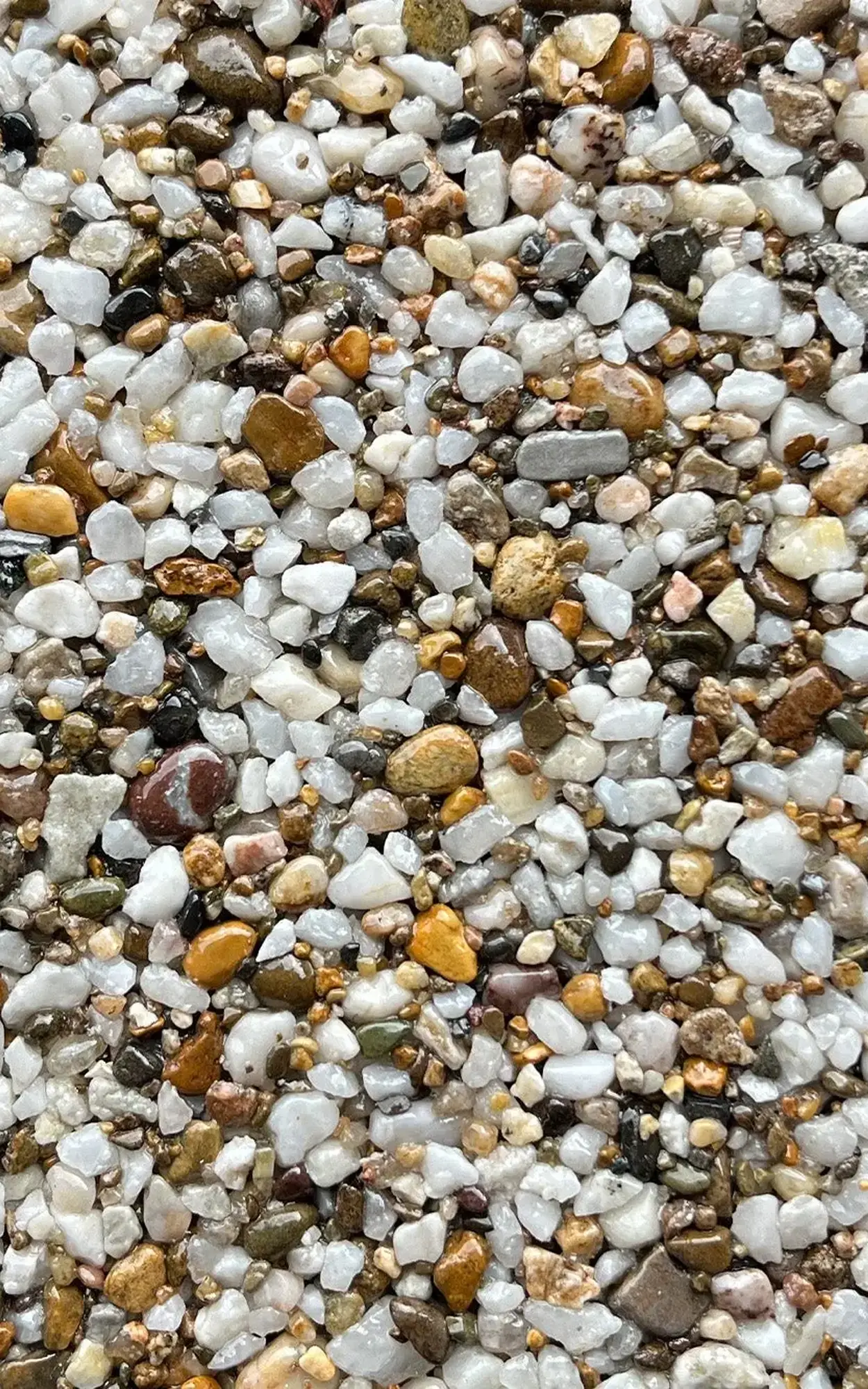 Close-up photo of mixed sand and small pebbles